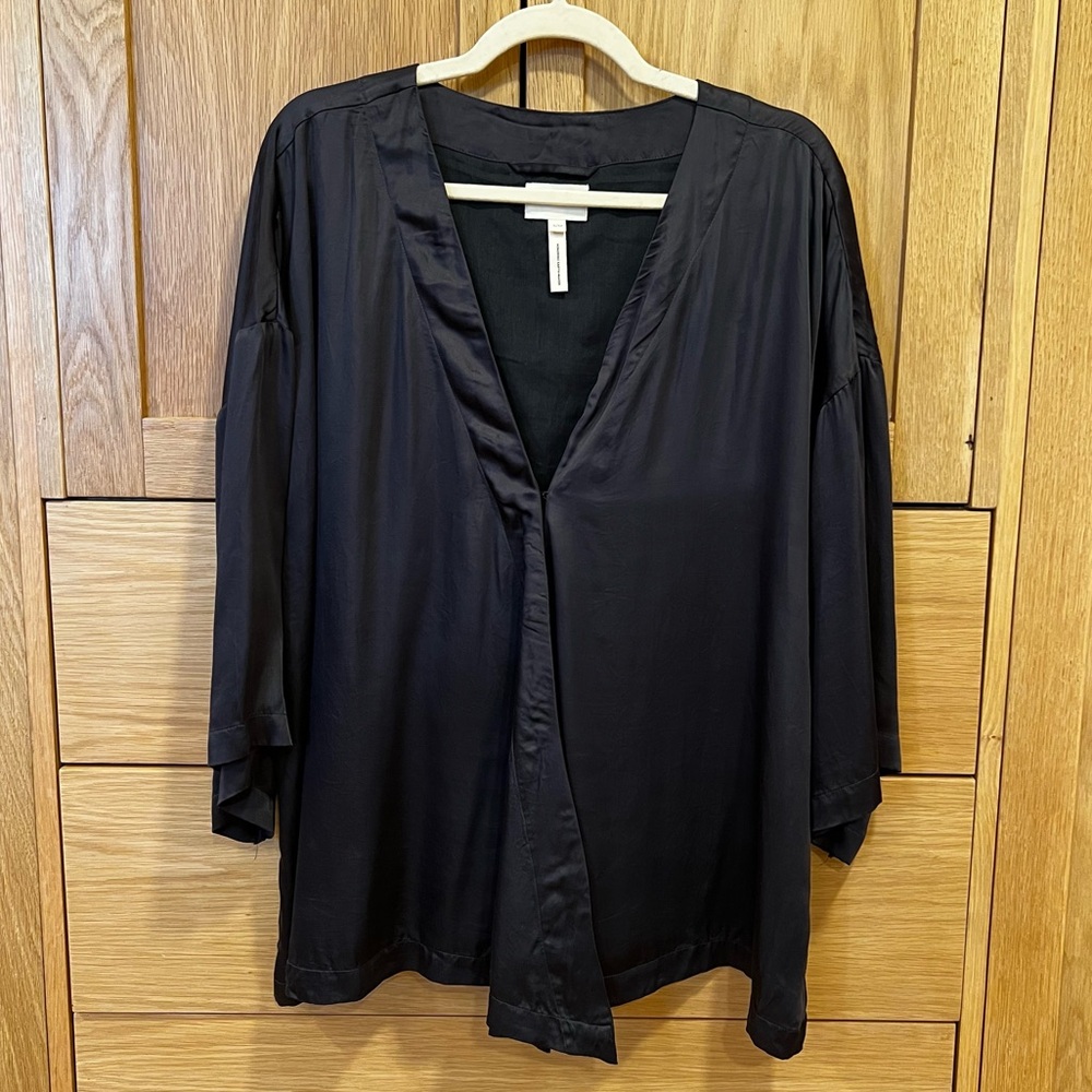 Laude the Label Satin Kimono Loose Jacket Dark Grey Black Size Small/Medium